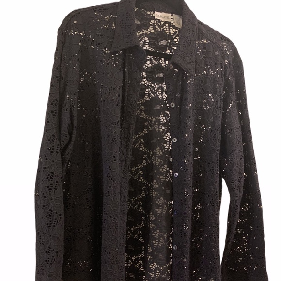 Black Cotton Lace Blouse - Picture 2 of 11